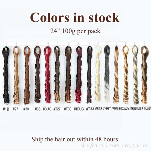 Synthetic spiral curl braids 24" 100g for african hair attachments pony style color yaki spiral curly braid wavy braiding hair